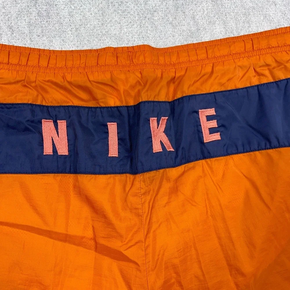 Vintage Y2K Nike Swim Trunks Men Large Orange Blue Board Shorts Spellout Adult *